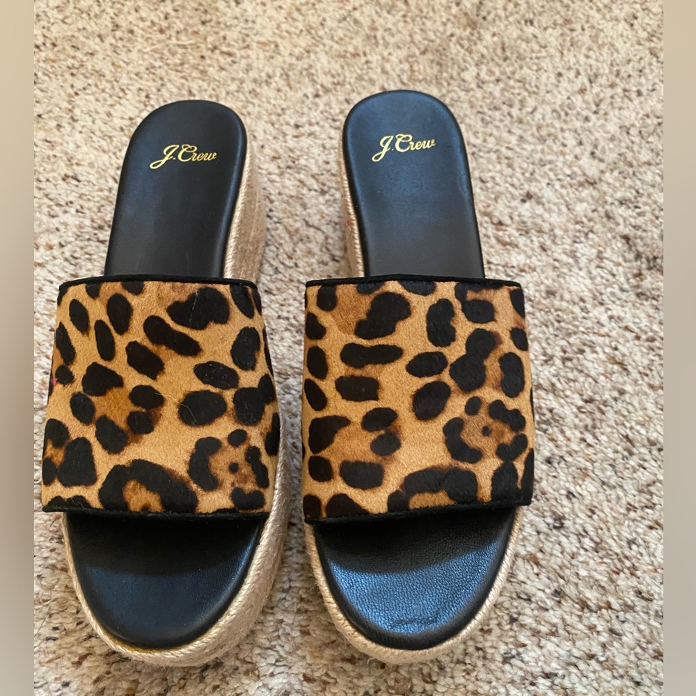 J.Crew leopard print espadrilles wedge size 7. New
